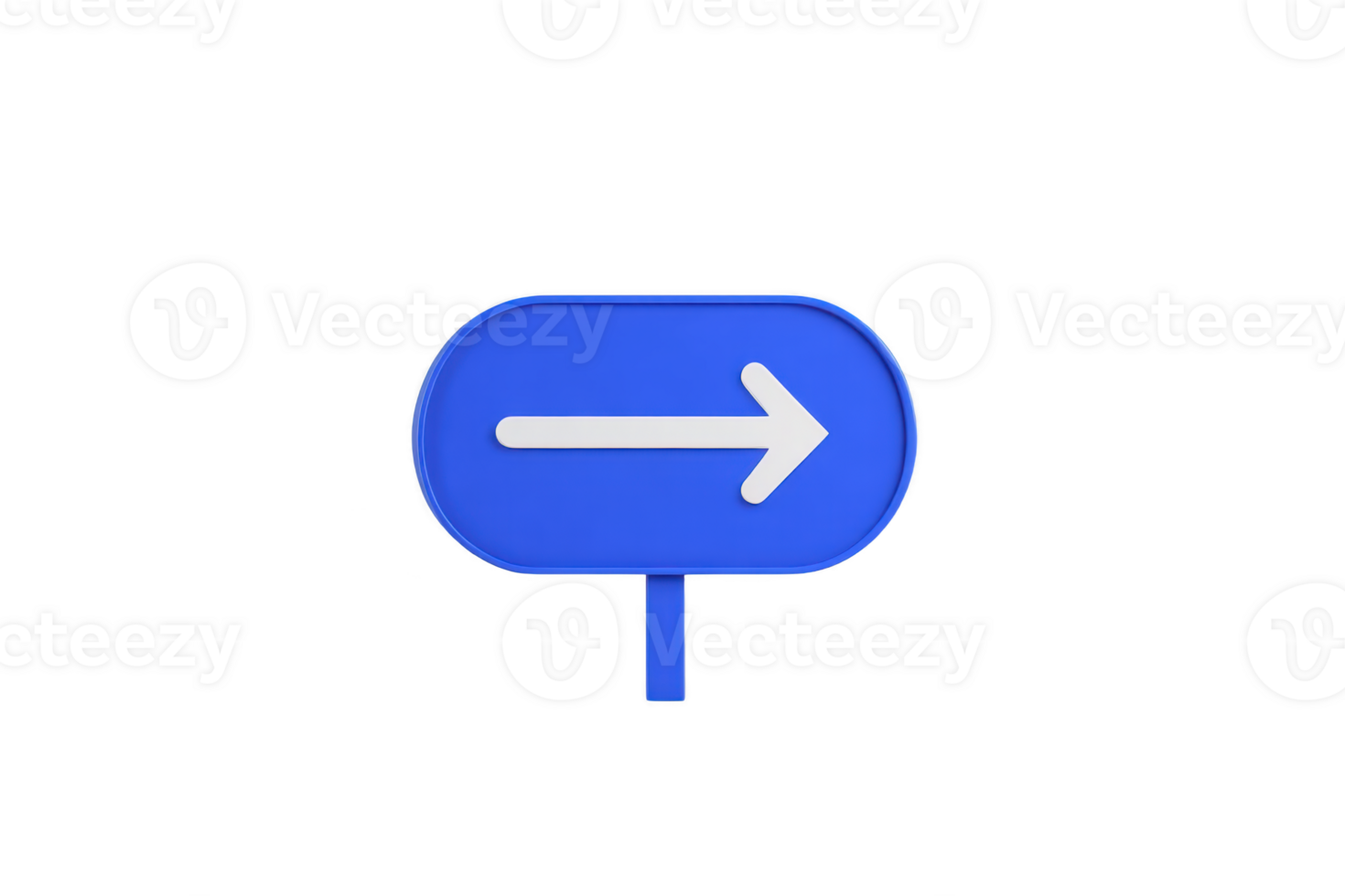 Blue directional sign with white arrow pointing right, isolated on transparency background, symbolizing navigation or direction png