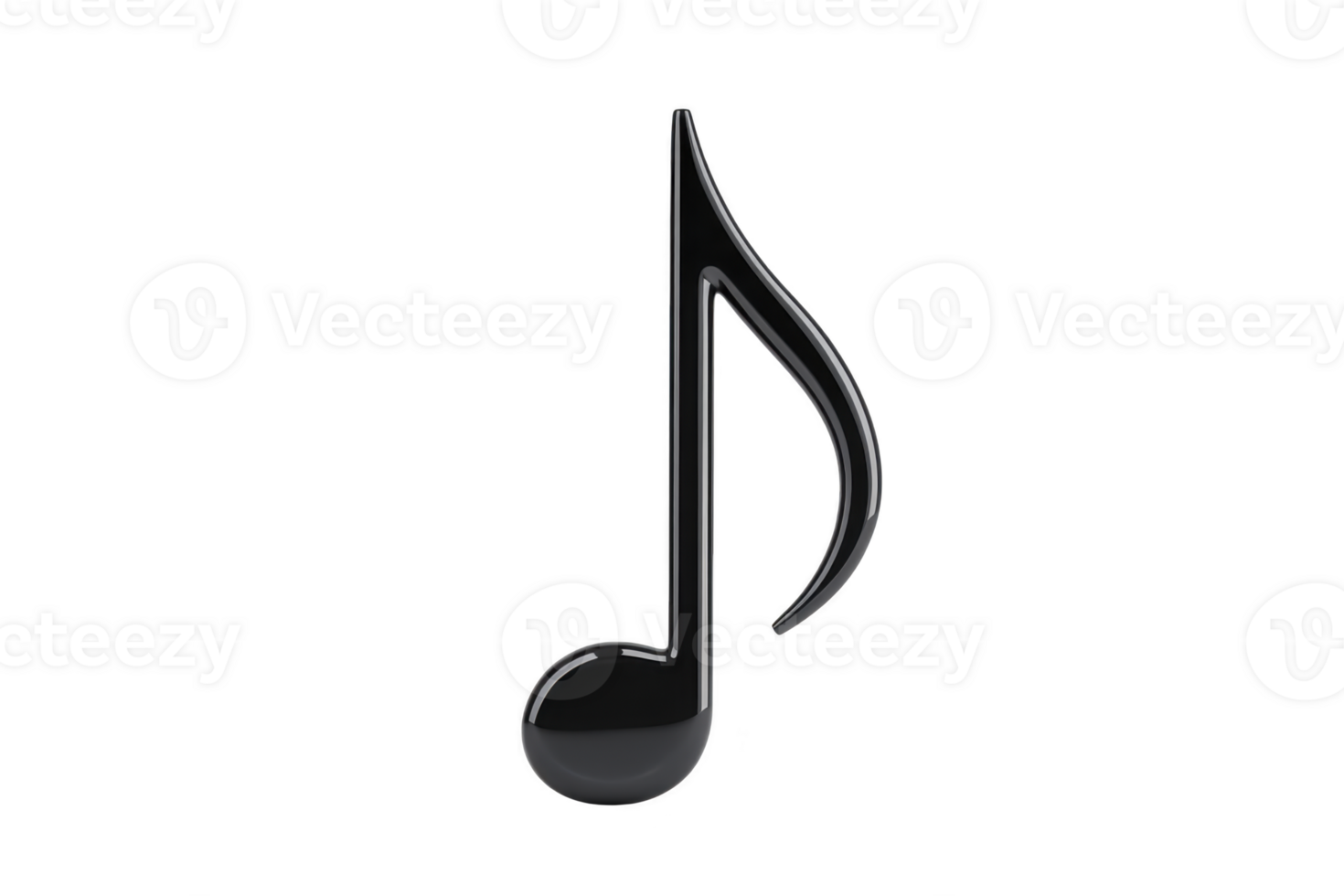 Glossy black musical note icon with sleek design, symbolizing music and sound. Perfect for digital media, music apps, and creative projects png
