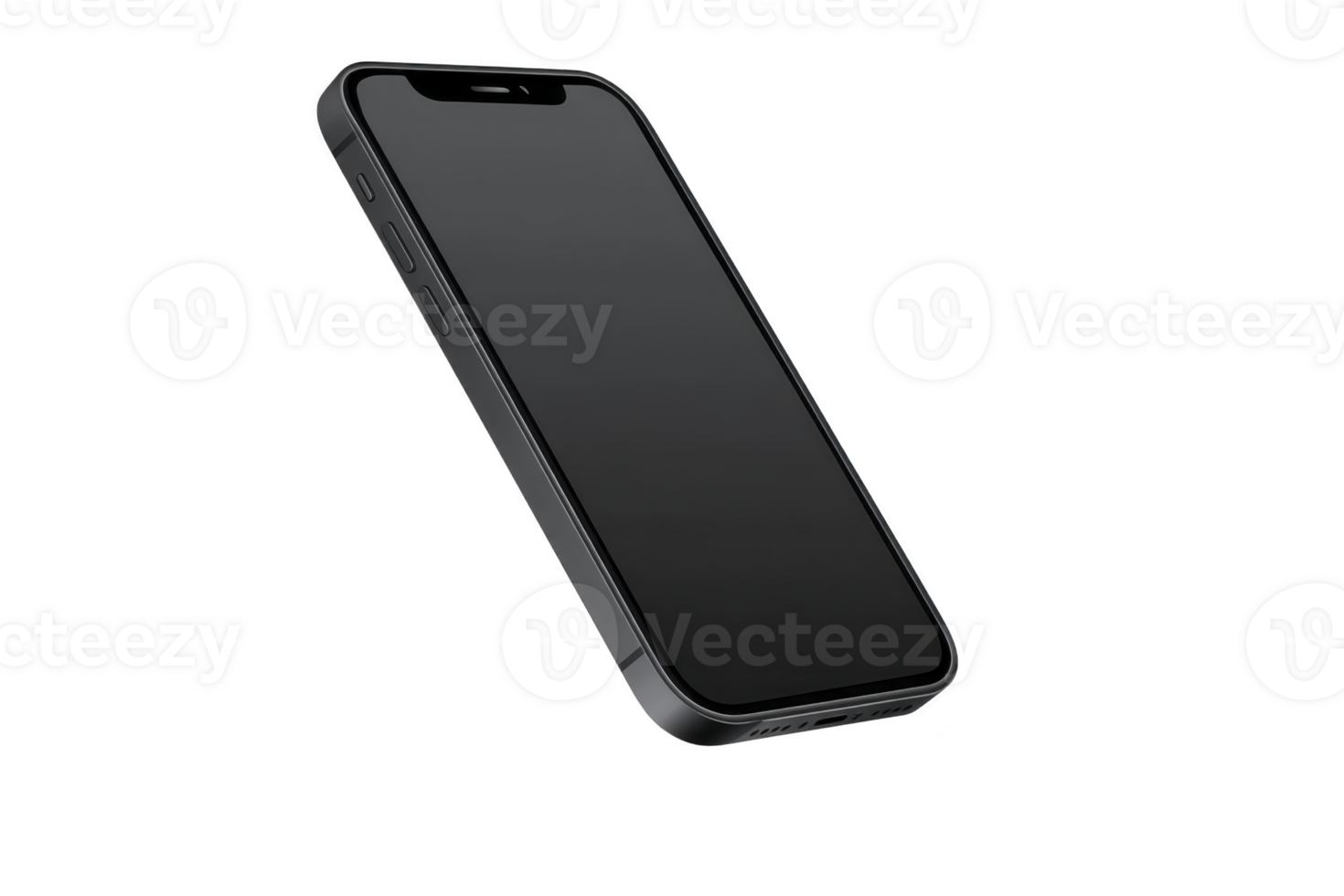Sleek black smartphone with modern design is displayed against transparency background, showcasing its minimalist aesthetic and advanced technology png