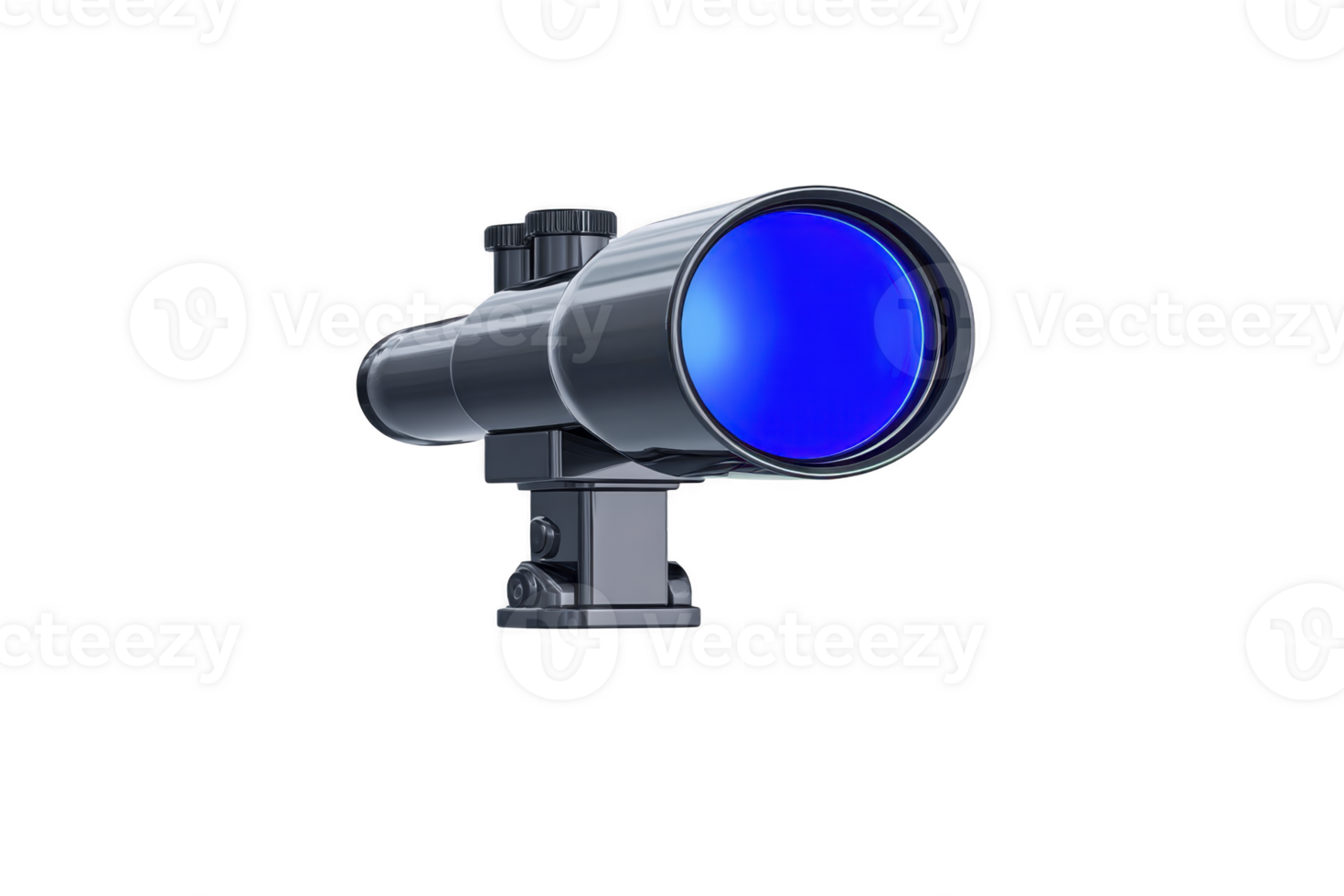 Sleek, modern telescope with blue lens, designed for stargazing and astronomical observations. compact design and adjustable mount make it ideal for both beginners and enthusiasts png