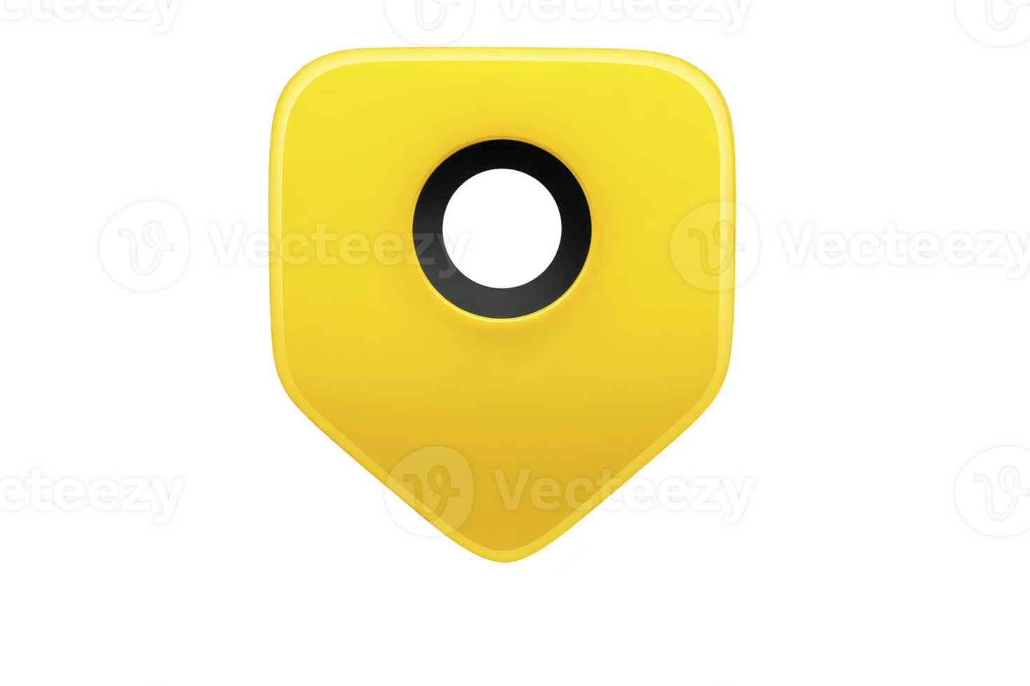 Yellow map pin icon with black center, symbolizing location or navigation, isolated on transparency background. design is simple and modern, suitable for digital interfaces png