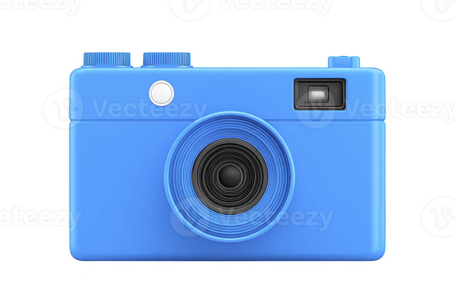 Blue vintage style camera with large lens and viewfinder, evoking sense of nostalgia and creativity. camera simple design and vibrant color make it visually appealing png