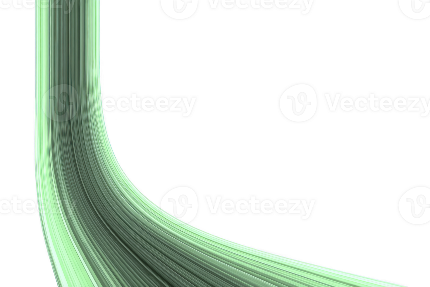 Smooth, abstract green curve flows gracefully against transparency background, creating sense of motion and elegance. gradient effect adds depth and dimension to design png