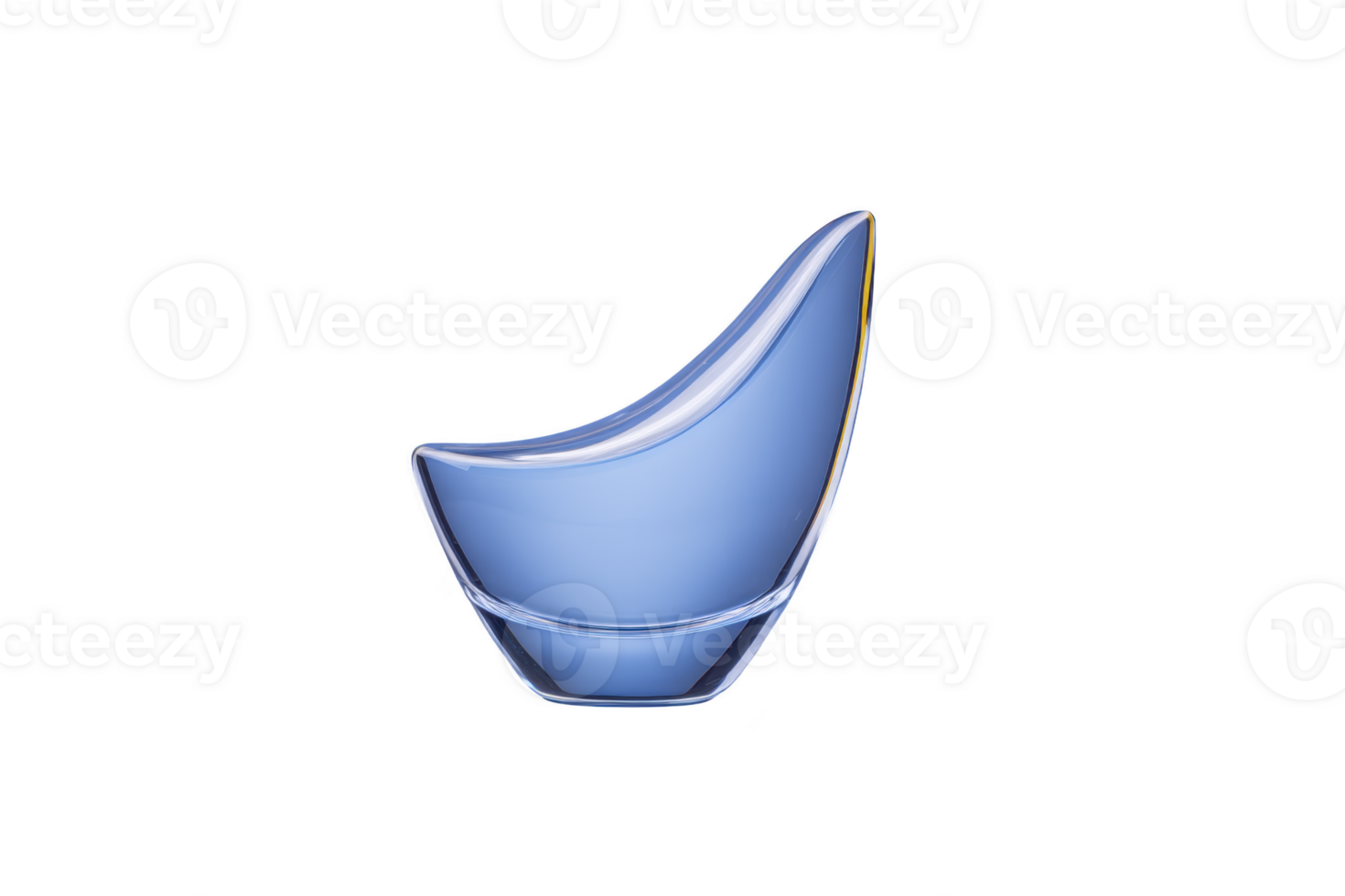 Sleek, modern blue glass vase with unique curved design, perfect for contemporary home decor. vase smooth surface and elegant shape add touch of sophistication to any space png