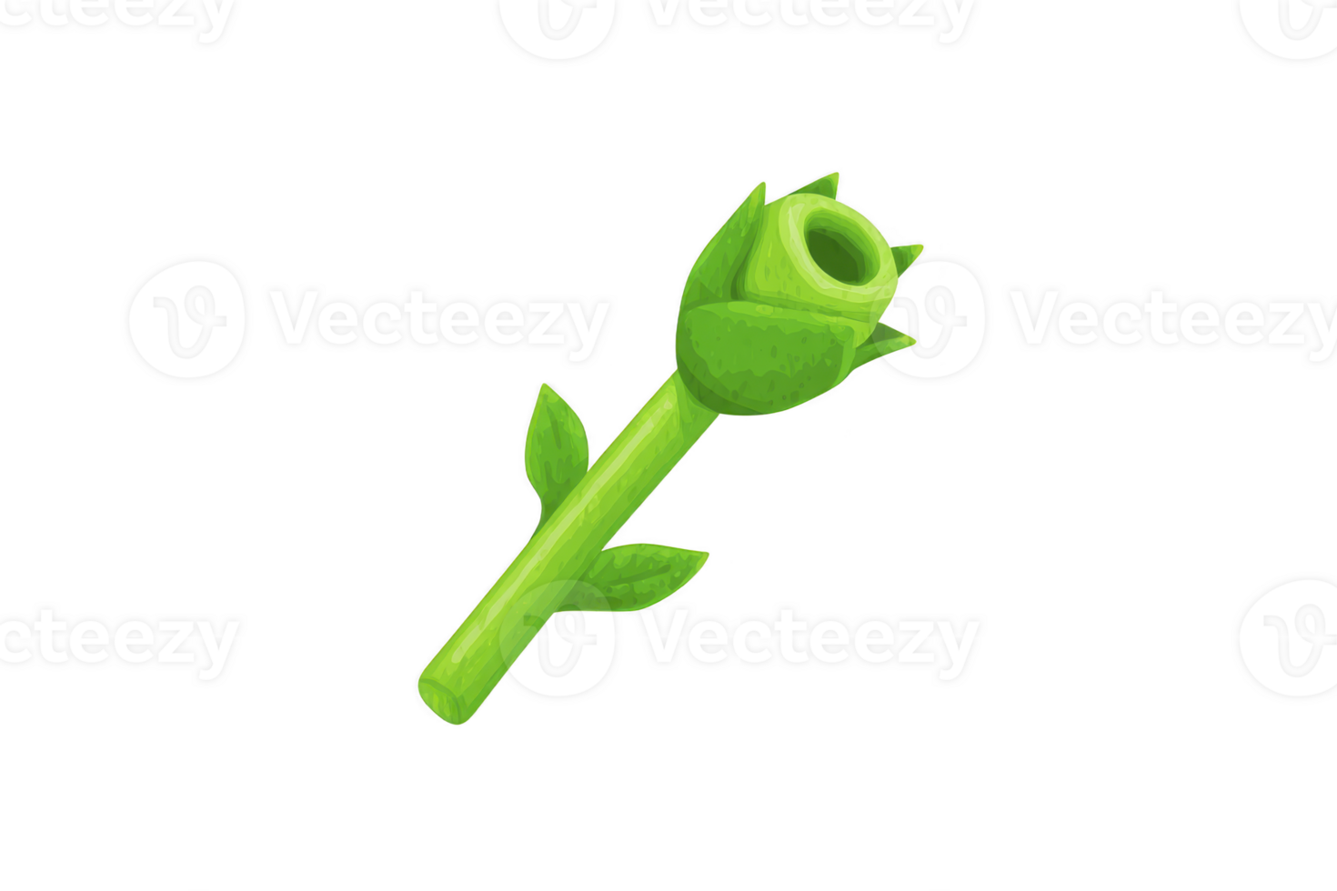 Vibrant green rosebud with stem and leaves, symbolizing growth and new beginnings. illustration is simple and colorful, capturing essence of nature beauty png