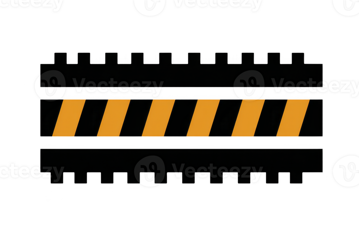 Black and orange striped caution barrier with bold, industrial design, often used to indicate construction zones or restricted areas, conveying sense of warning png