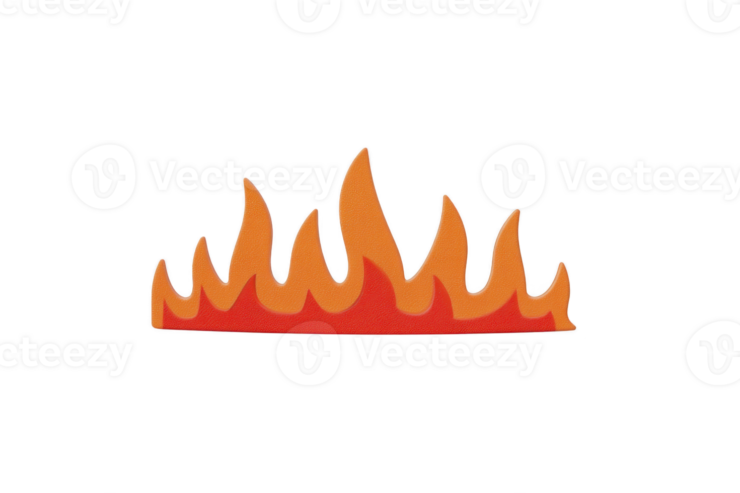 Stylized illustration of vibrant orange and red flame with transparency background, conveying warmth and energy. flame dynamic shape suggests movement and intensity png