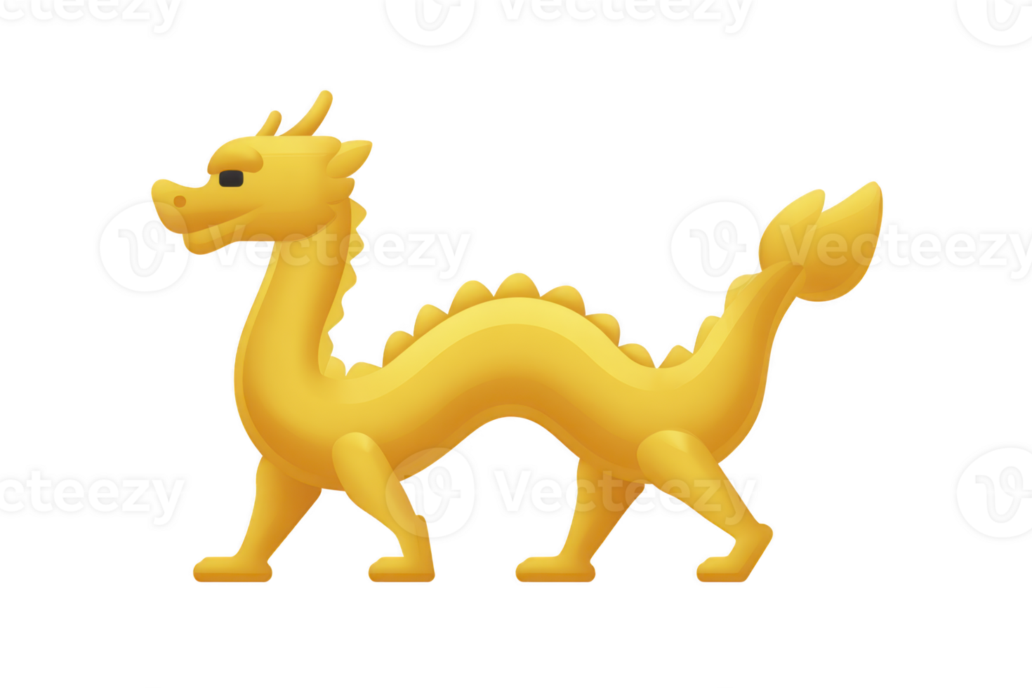 Golden dragon emoji with playful expression, featuring long body and stylized design, symbolizing strength and good fortune png