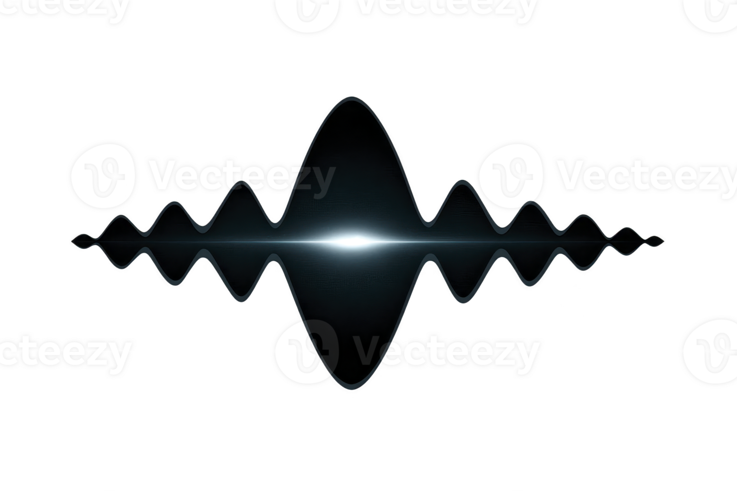 Sleek, abstract sound wave design with glowing center, set against transparent background, conveys sense of modernity and technology png