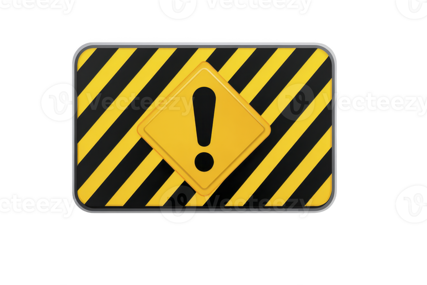 Yellow and black striped warning sign with exclamation mark in center, symbolizing caution or alert. design is bold and eye catching, often used for safety notifications png