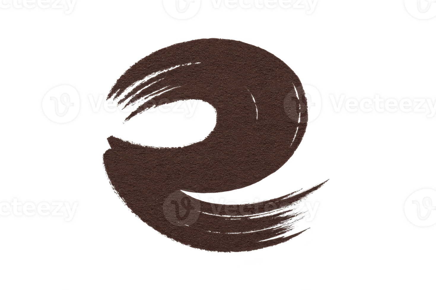 Brown abstract brushstroke forms circular shape, evoking sense of movement and fluidity. textured design suggests artistic expression and creativity png