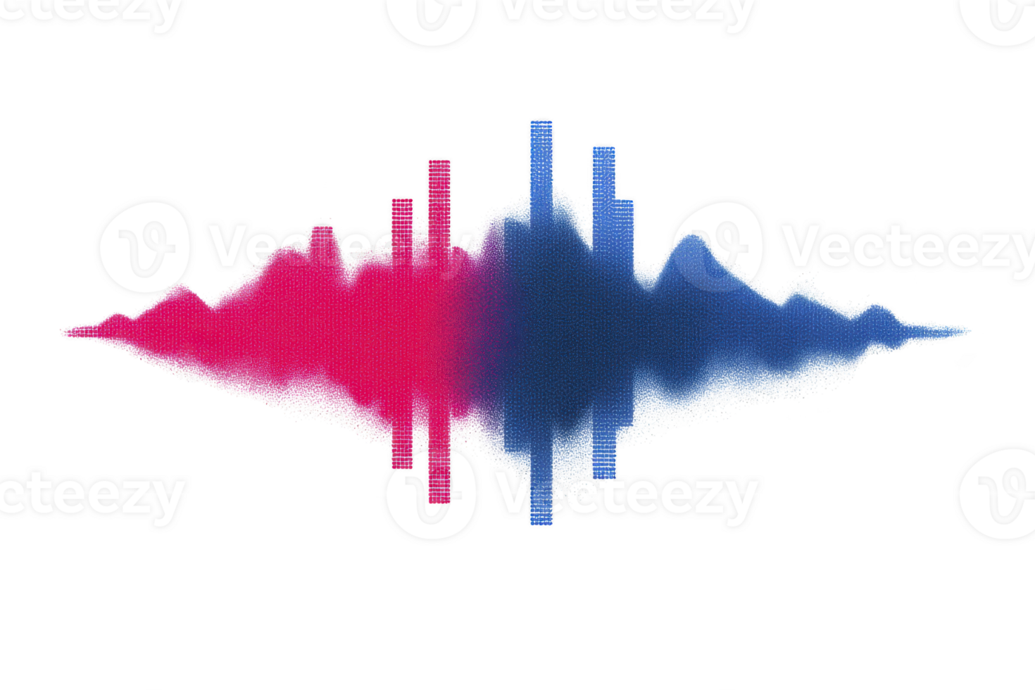 Vibrant soundwave illustration with red and blue gradients, symbolizing audio or music visualization. abstract design features dynamic, energetic feel, perfect for creative projects png