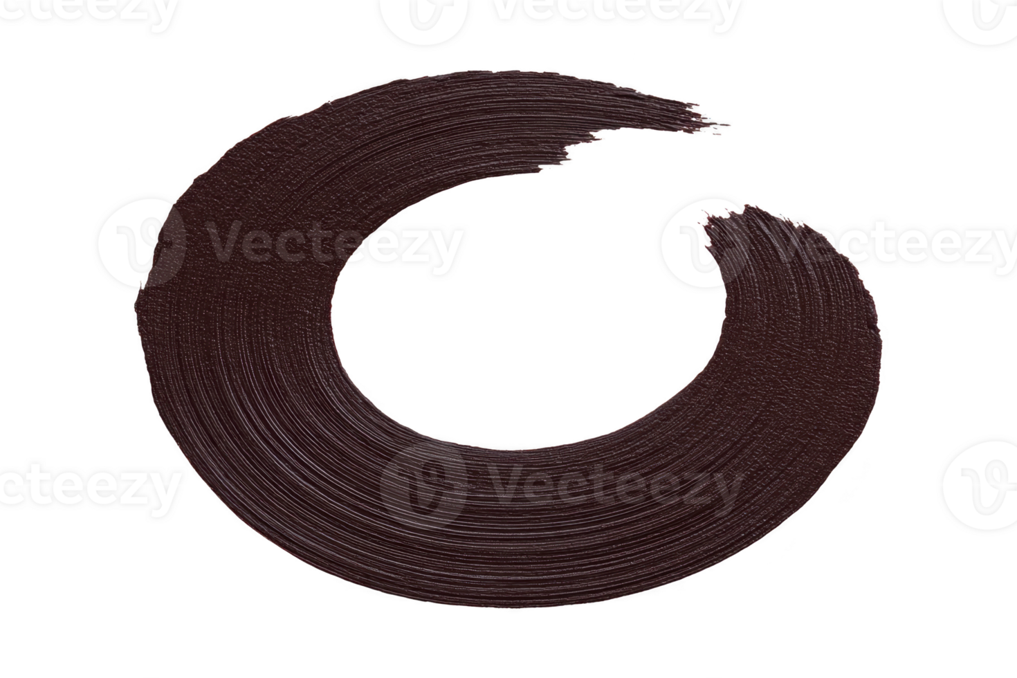 Black brushstroke forms circular shape, symbolizing simplicity and elegance in design. textured stroke creates sense of movement and balance, often associated with Zen art png