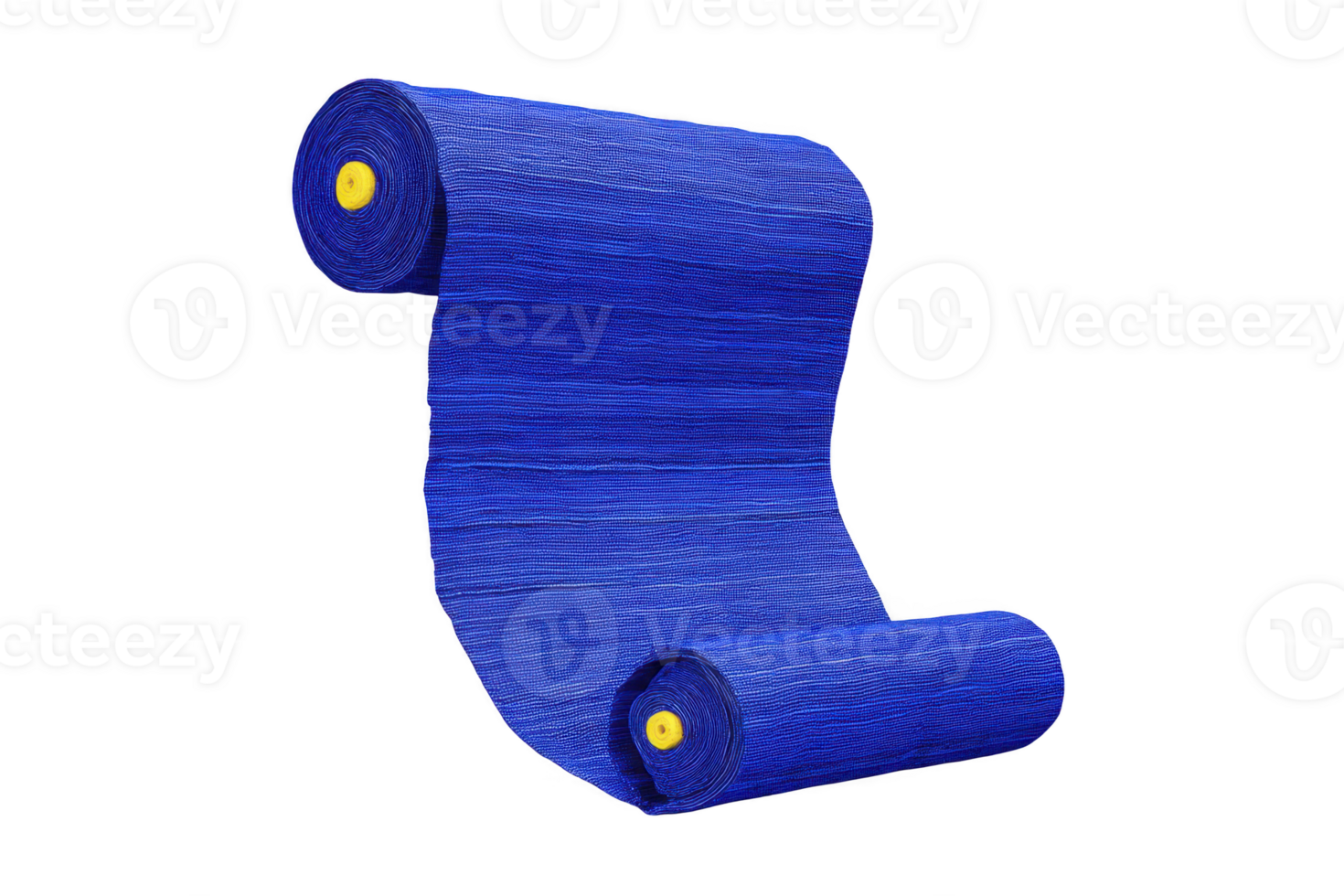 Vibrant blue roll of fabric is unfurled, showcasing its rich texture and color. fabric appears lightweight and flexible, ideal for various textile applications png