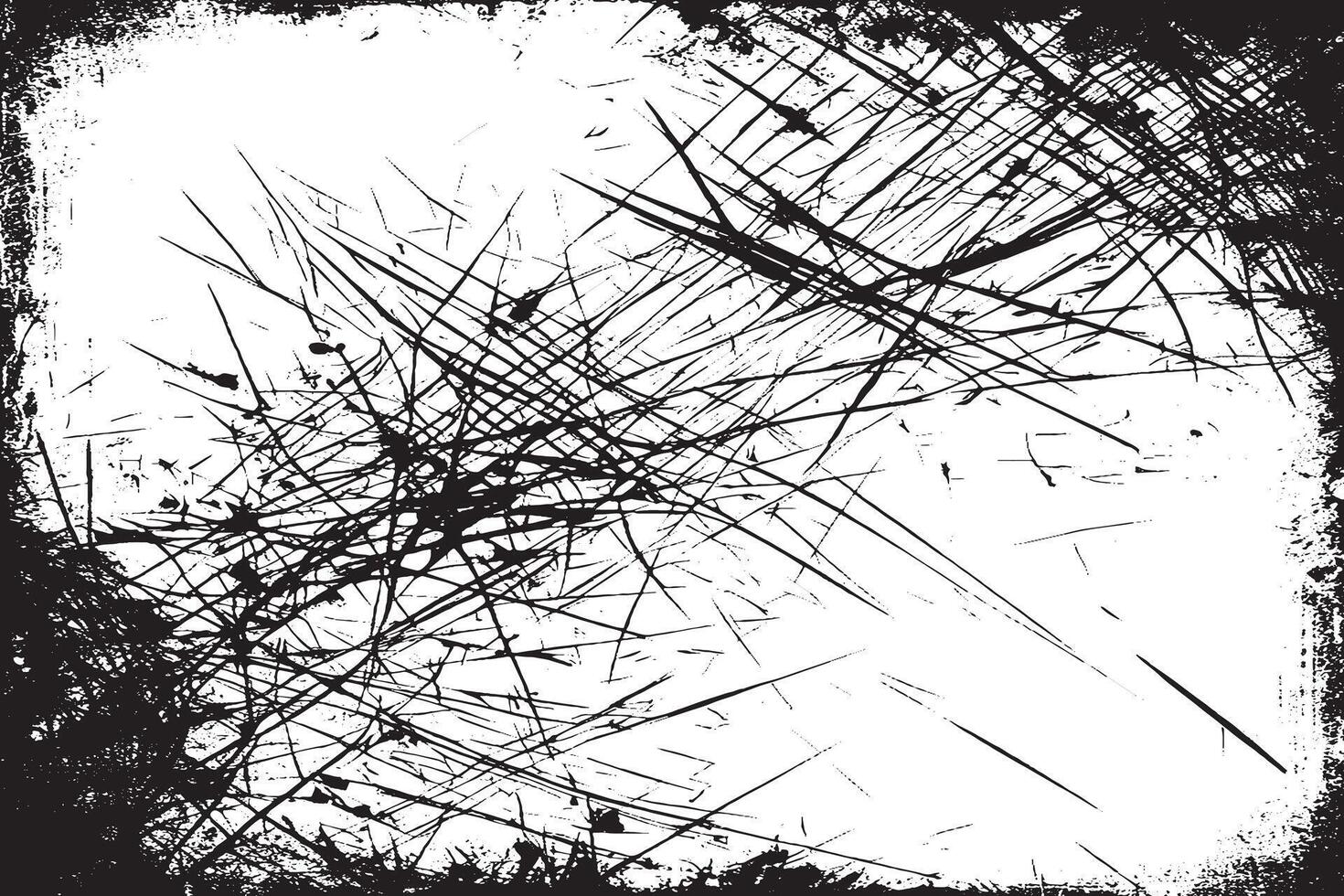 Dynamic grunge texture with chaotic scratches and ink splatters. Great for overlays, posters, covers, and edits. vector