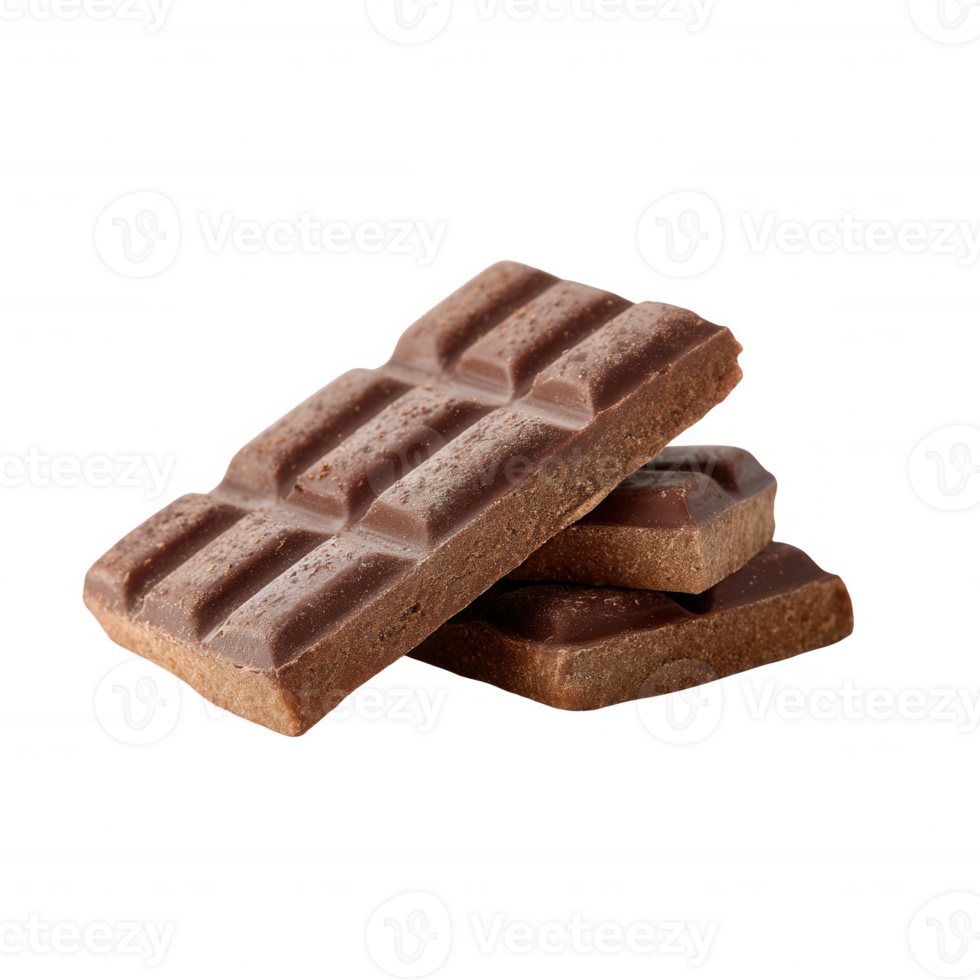A stack of delicious chocolate bars on a white isolated background, showcasing the rich texture and color of milk chocolate, perfect for dessert or snack images. png