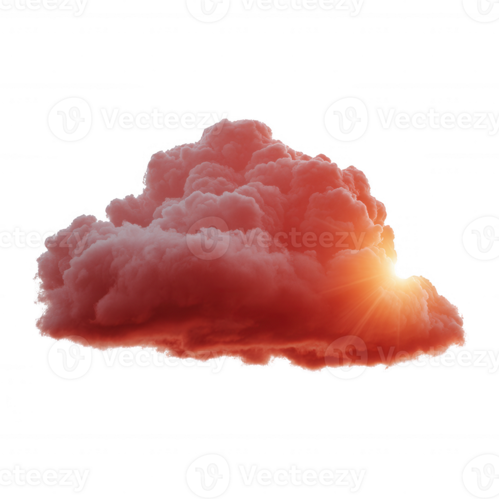 A vibrant, glowing red cloud at sunset, creating a dramatic sky scene. The soft texture and rich colors blend beautifully, evoking a sense of tranquility and natural beauty. png