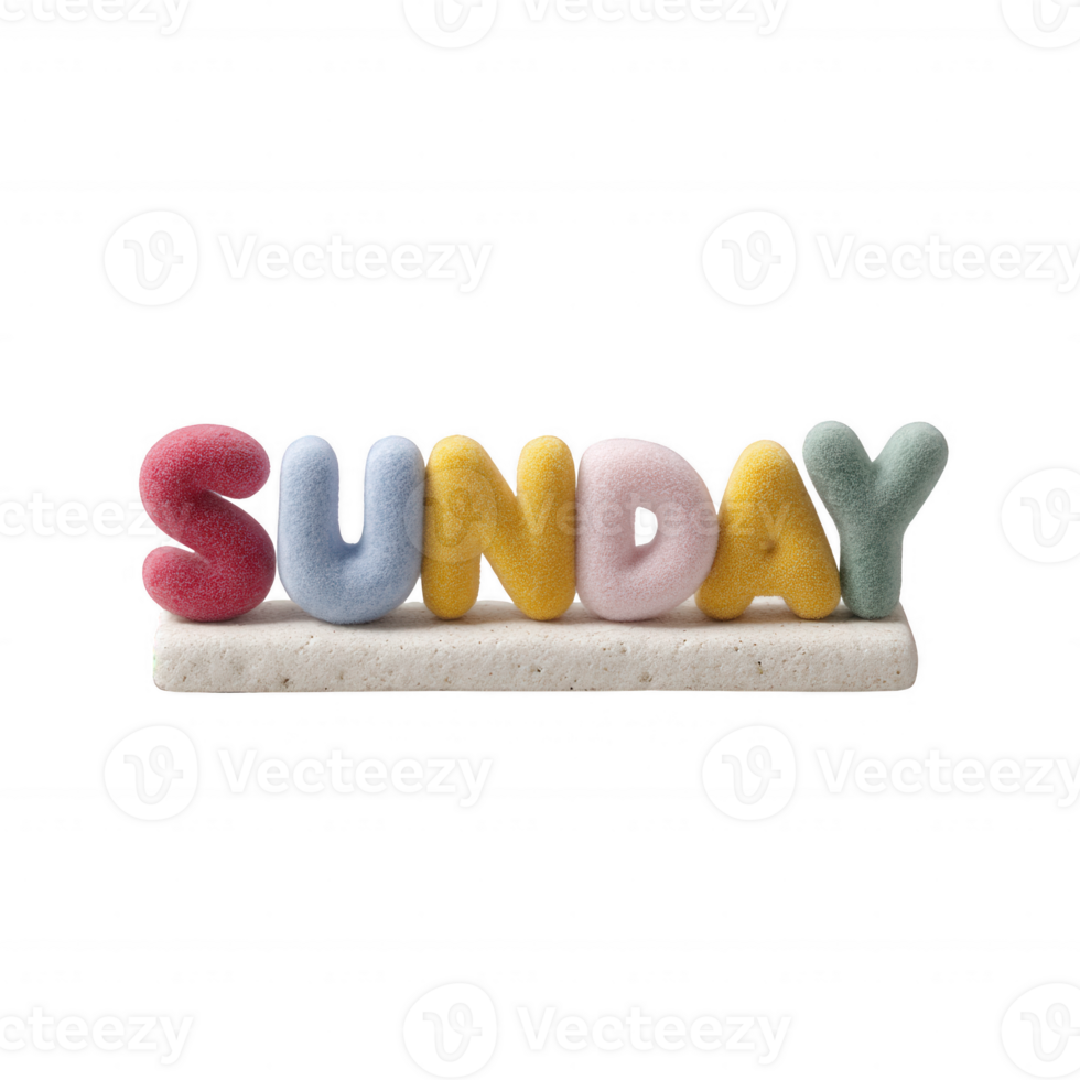 Colorful decorative letters spelling 'SUNDAY' on a white background, perfect for adding a cheerful and vibrant touch to any space or project. png