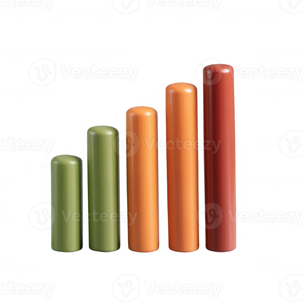 Colorful cylindrical shapes representing data visualization in a modern design. Perfect for infographics, presentations, or abstract compositions. png