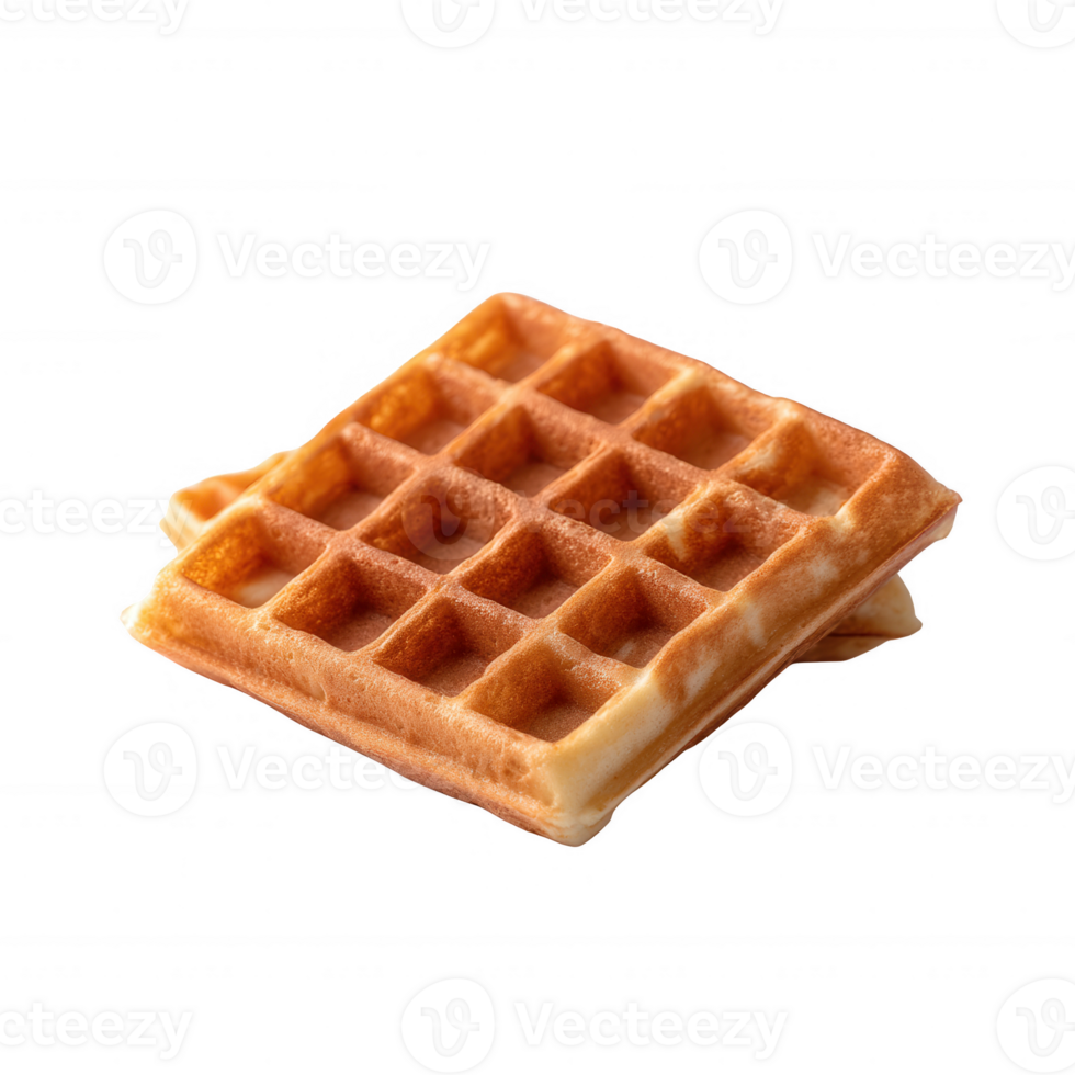 Delicious golden waffle on a white isolated background, perfect for breakfast or dessert. Crispy on the outside and fluffy on the inside, ideal for toppings like syrup and fruit. png