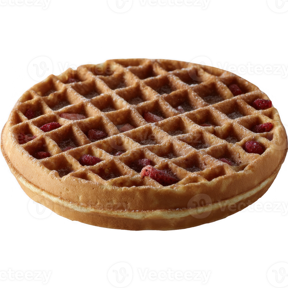 Delicious golden-brown waffle with a crispy texture, perfect for breakfast or dessert. Styled on a white isolated background for a clean and appealing look. png