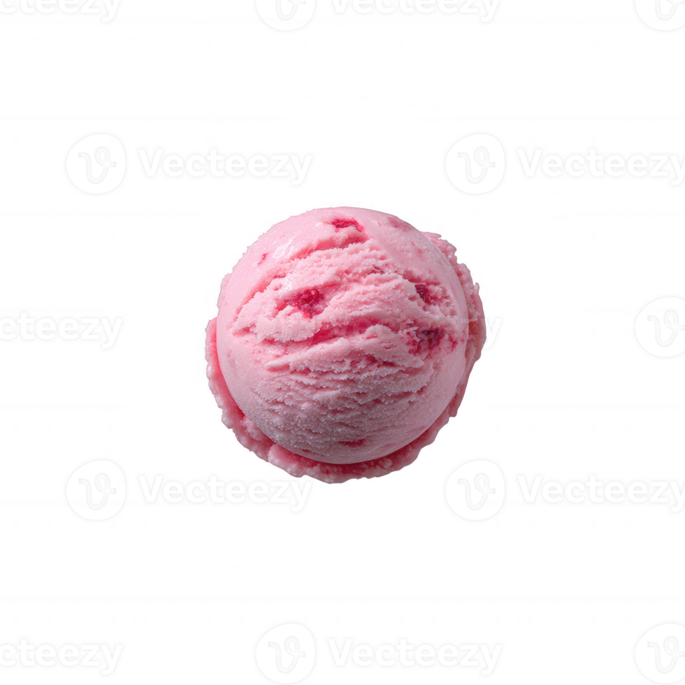 Delicious pink ice cream scoop on isolated background, perfect for desserts or summer treats, evoking a sense of joy and indulgence. png