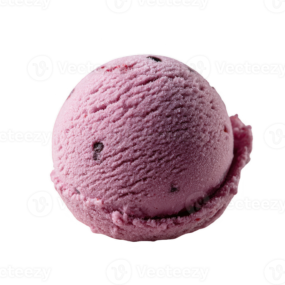 Delicious scoop of pink ice cream with chocolate chip swirls, perfect for summer treats and desserts, isolated on white background. png