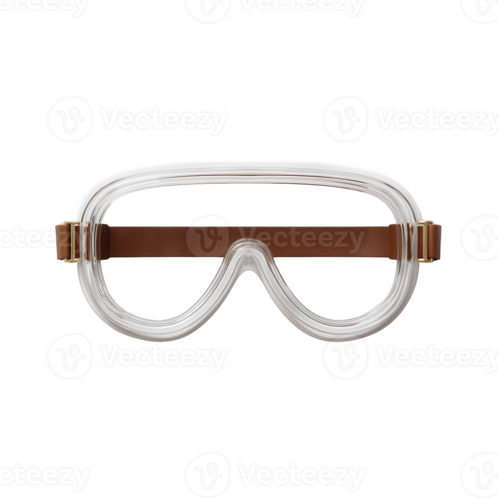Protective safety goggles designed for industrial use. Featuring a clear lens and a sturdy band for a secure fit. Ideal for enhancing safety in various work environments. png