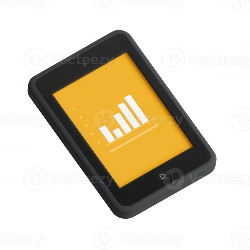 Tablet device displaying a colorful graph on its screen, ideal for showcasing digital analytics and data visualization in a modern business environment. png