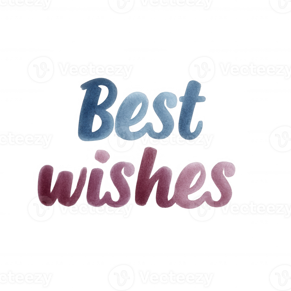 Watercolor text saying 'Best wishes' in a stylish font, perfect for card designs and creative projects, presenting a positive and uplifting message. png