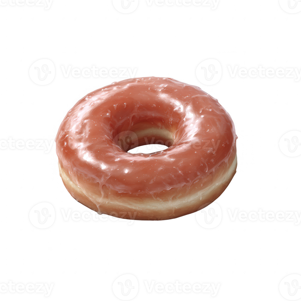 A delicious glazed donut with a soft, fluffy texture, perfect for breakfast or a sweet treat. The shiny glaze adds an appetizing look, enhancing its appeal for dessert lovers. png