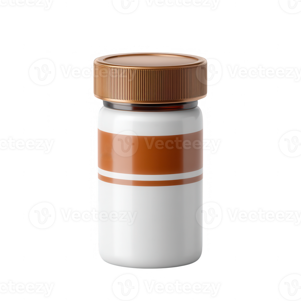 A jar with a wooden lid and a white body featuring a brown stripe design, placed on a white isolated background, perfect for packaging or product presentation. png