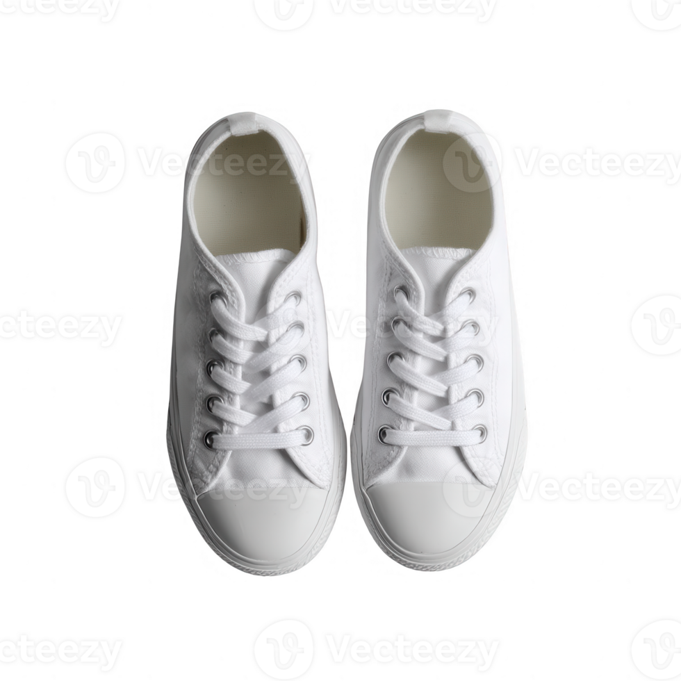 A pair of stylish white sneakers with laces, perfect for casual wear and outdoor activities, showcasing modern footwear design. png