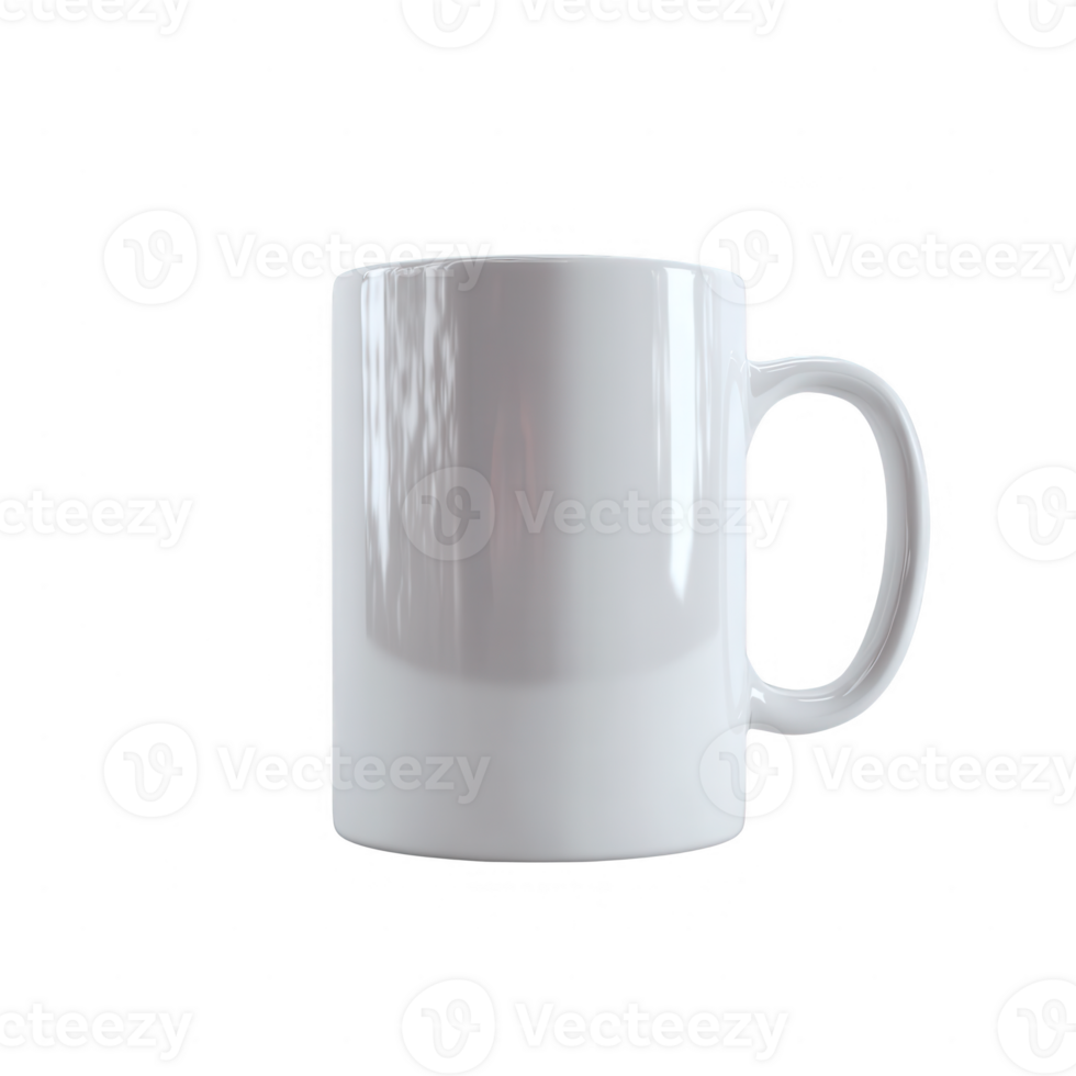A plain white coffee mug with a smooth surface, ideal for personalized designs or branding, featuring a simple and classic design. png