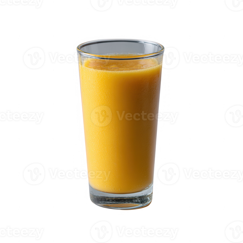 A refreshing glass of orange juice, showcasing vibrant color and texture in a clear glass on a white isolated background. png