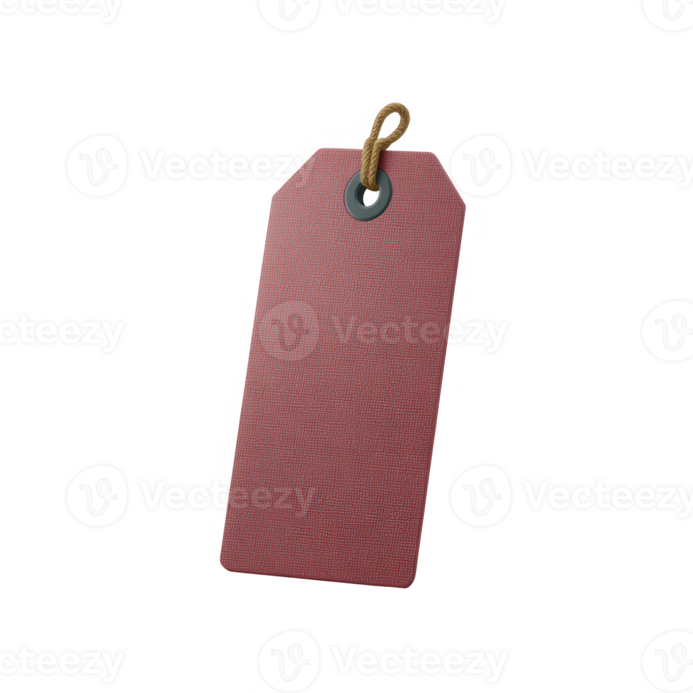 A simple red tag with a string, ideal for labeling or pricing items. Perfect for various design and marketing needs, offering a clean and modern aesthetic. png