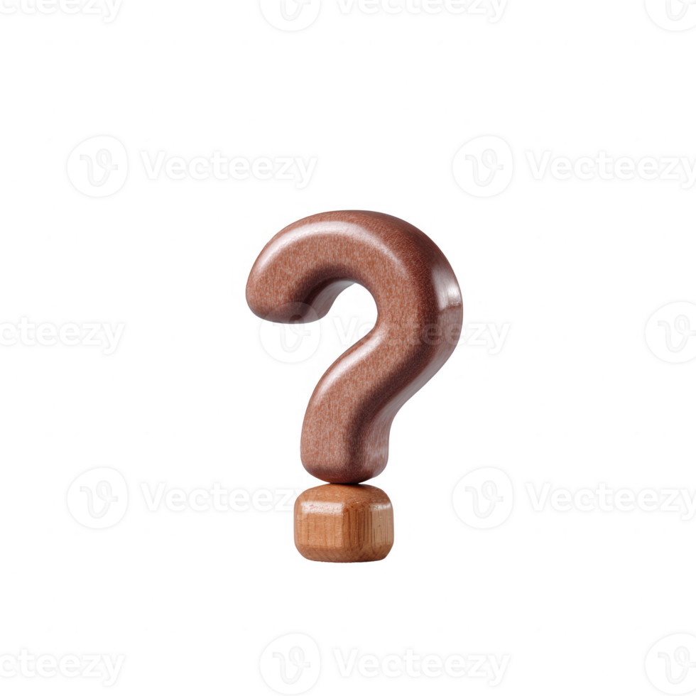 A stylized brown question mark symbol displayed on a white isolated background. Ideal for conveying uncertainty or inquiries in creative designs. png