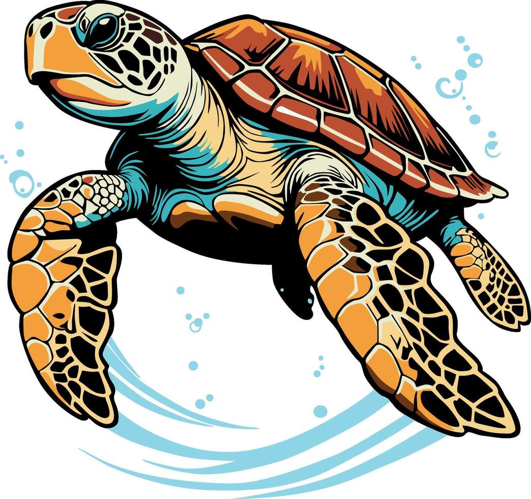 sea turtle swimming in the sea vector