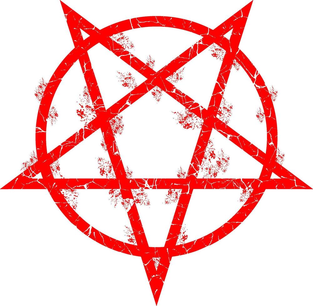 Drawing of a red pentagram vector