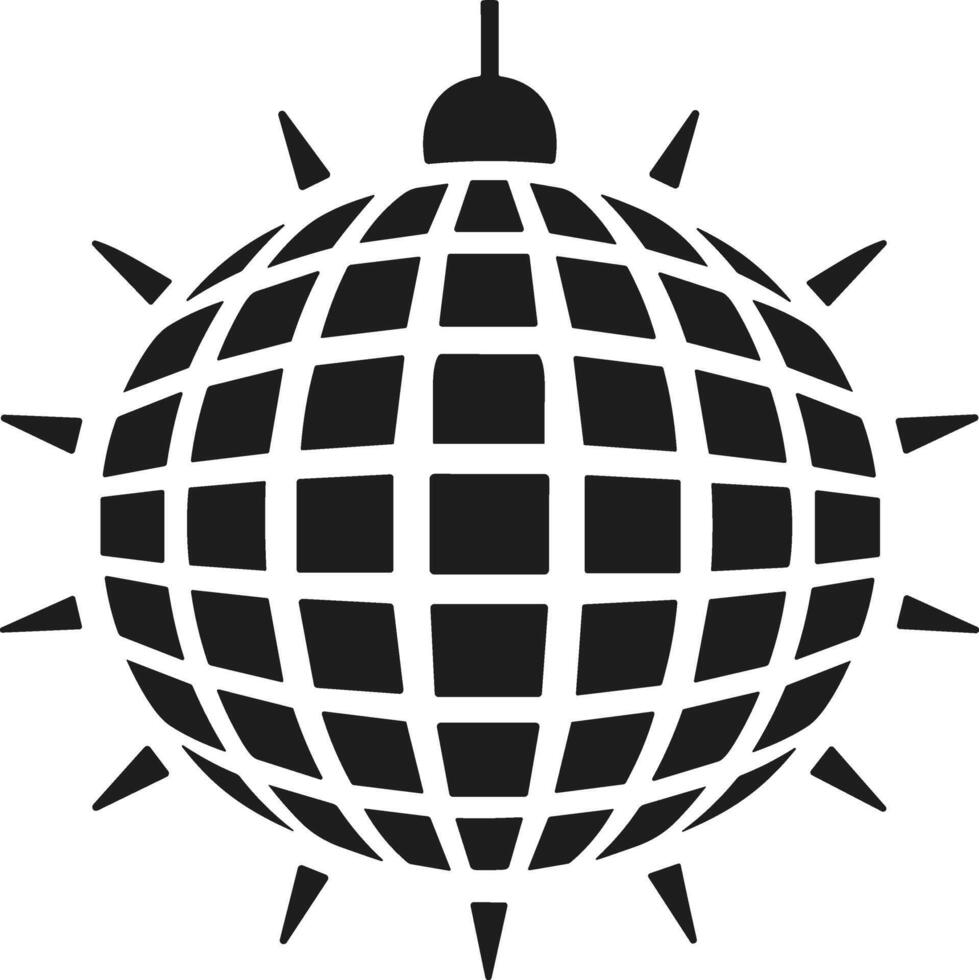 Disco Ball Silhouette with Sparkles - Festive Icon for New Year Celebrations vector