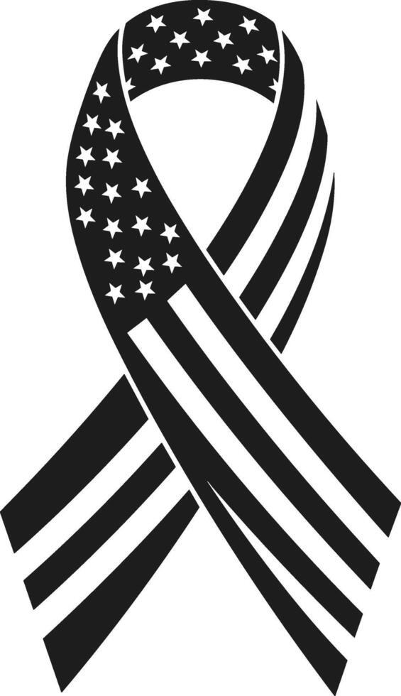 American Flag Ribbon Silhouette - Patriotic Symbol of Support and Tribute vector