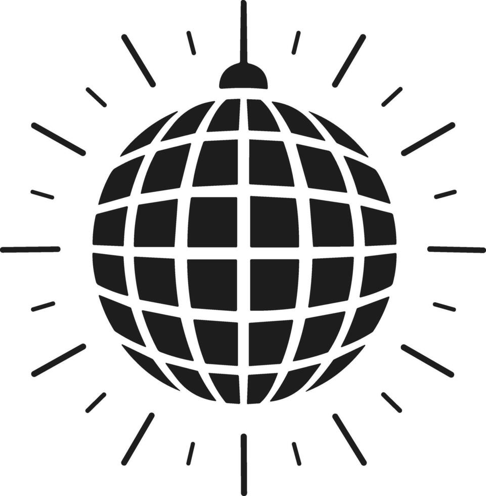 Radiant Disco Ball Silhouette - Festive New Year Party vector