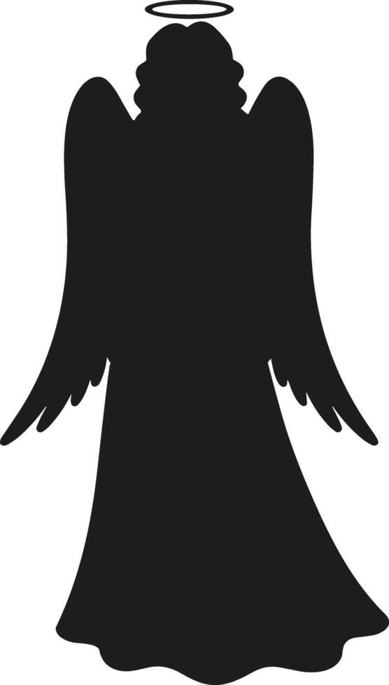 Minimalist Christmas Angel Silhouette with Wings and Halo vector