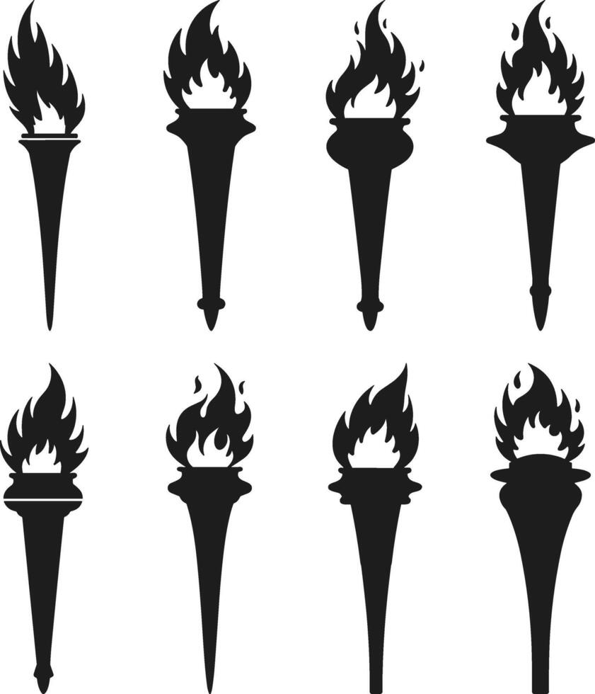 Set of Liberty Torch Silhouette Vectors for USA Independence Day