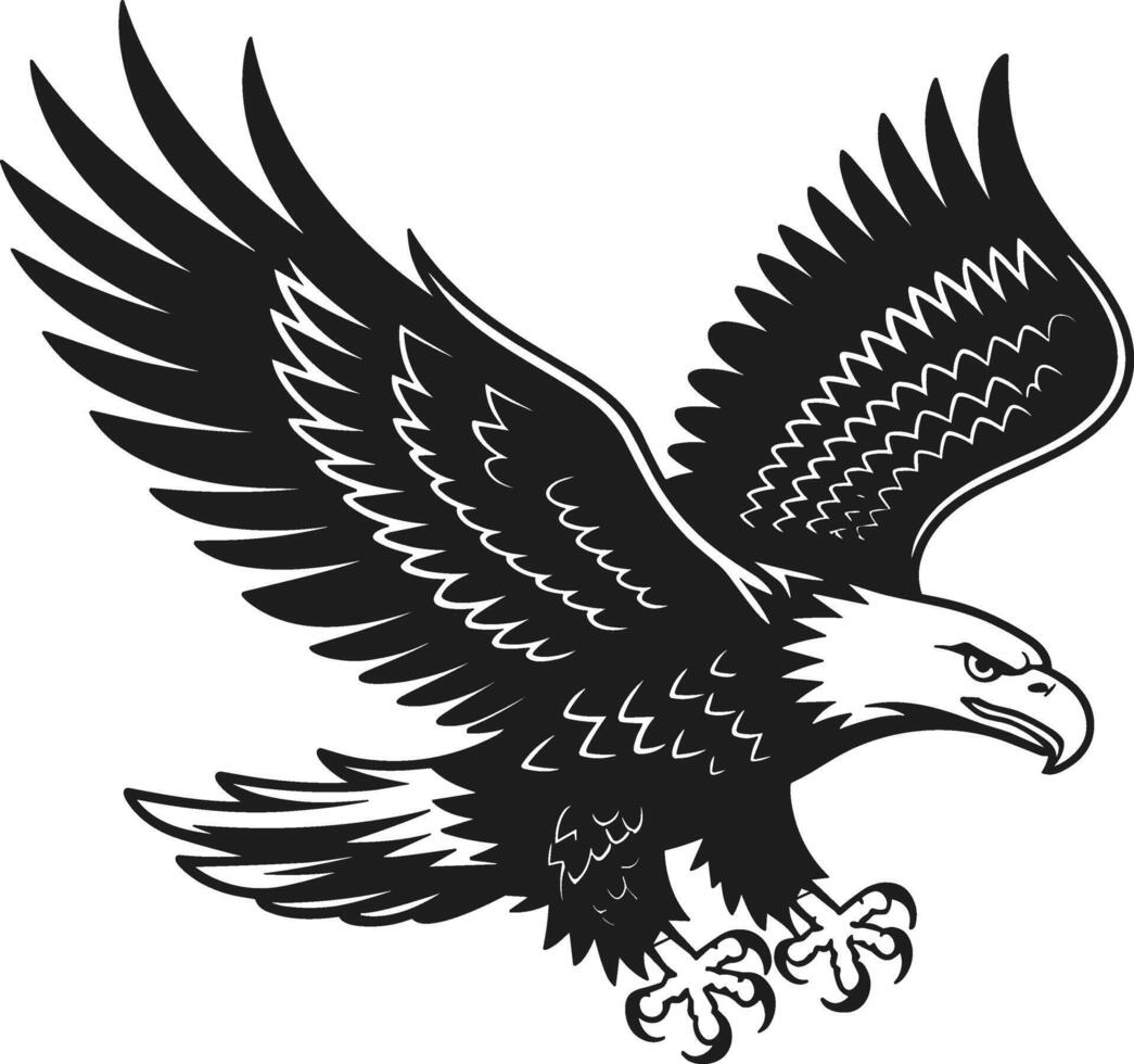 Flying Bald Eagle Silhouette - Patriotic American Symbol for Independence Day and National Pride Designs vector