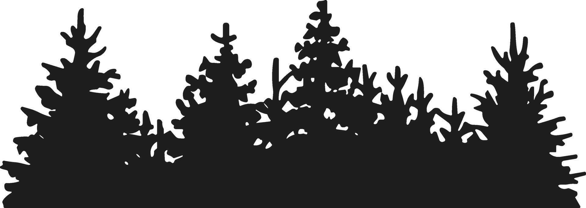 Pine Tree Forest Silhouette - Evergreen Woodland Illustration for Nature Designs vector