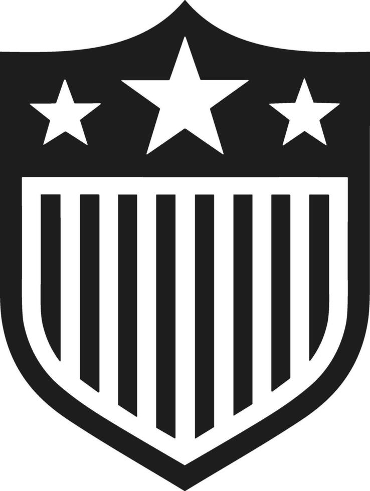 Bold Patriotic Shield Silhouette with Stars and Stripes for American Independence Day Design vector