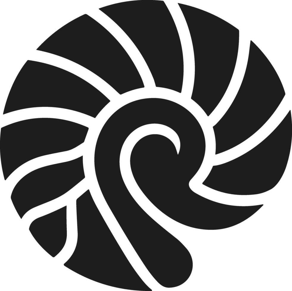 Abstract Spiral Shell Silhouette - Nautical Nautilus Design Illustration vector