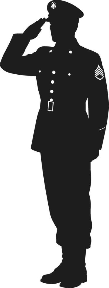 U.S. Military Officer Saluting Silhouette - Patriotic Independence Day Tribute Art vector
