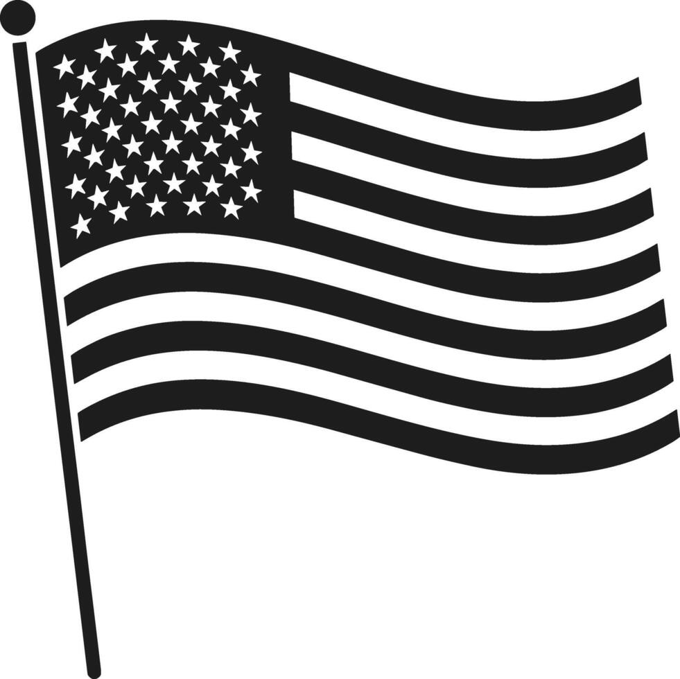 Waving American Flag Silhouette for U.S. Independence Day and Patriotic Designs vector